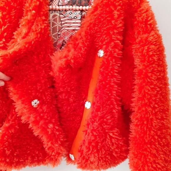 NWT Free People burnt orange red faux fur teddy jacket, XS - Picture 15 of 16
